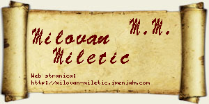 Milovan Miletić vizit kartica